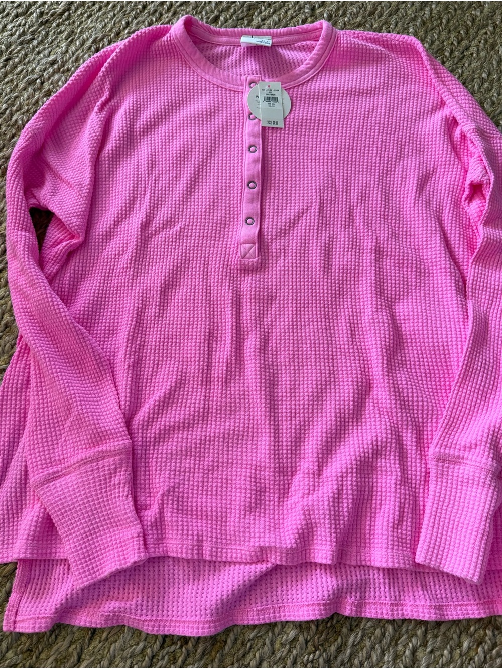 Offline by Aerie Women’s Girls Henley Waffle Neon Pink Top Size XS NWT $49.95